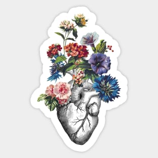 Floral Heart - Black Sticker